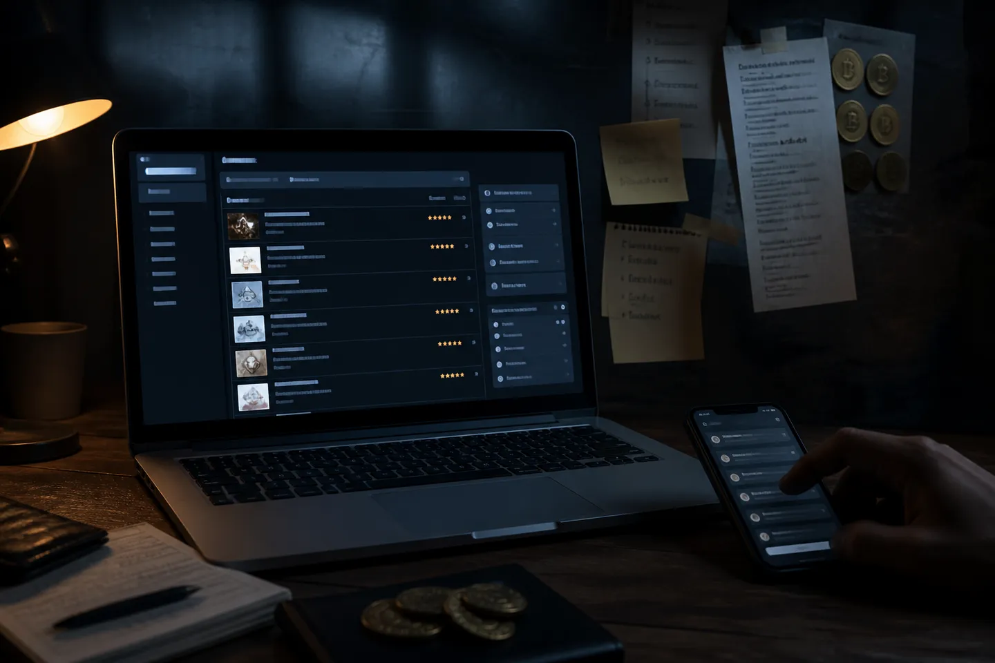 dark web marketplace transaction scene