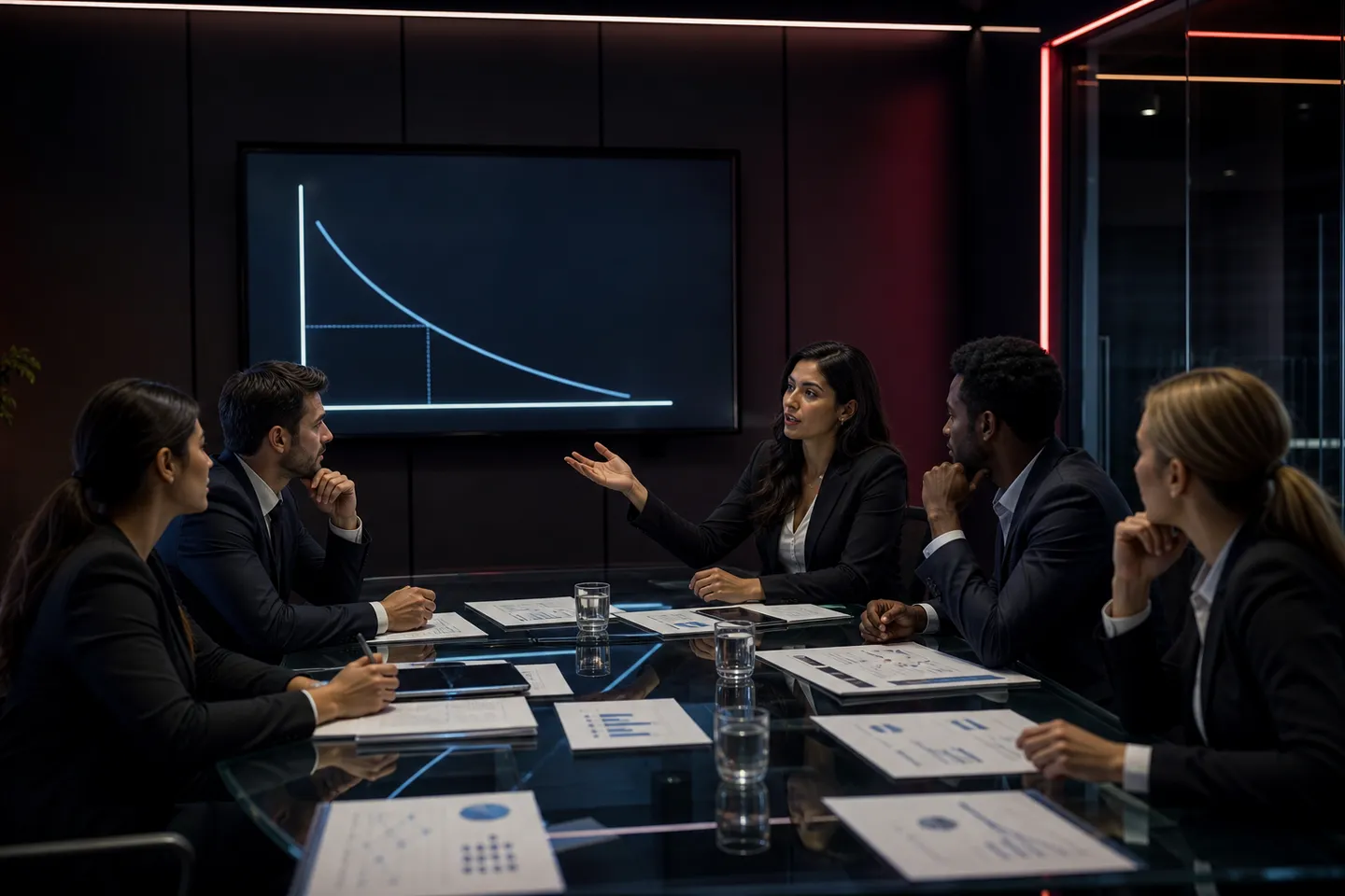 business professionals discussing market power