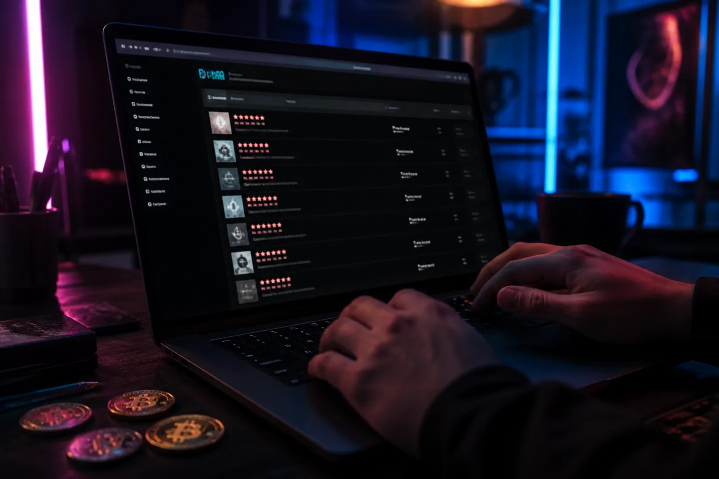 darknet vendor ratings on a laptop screen